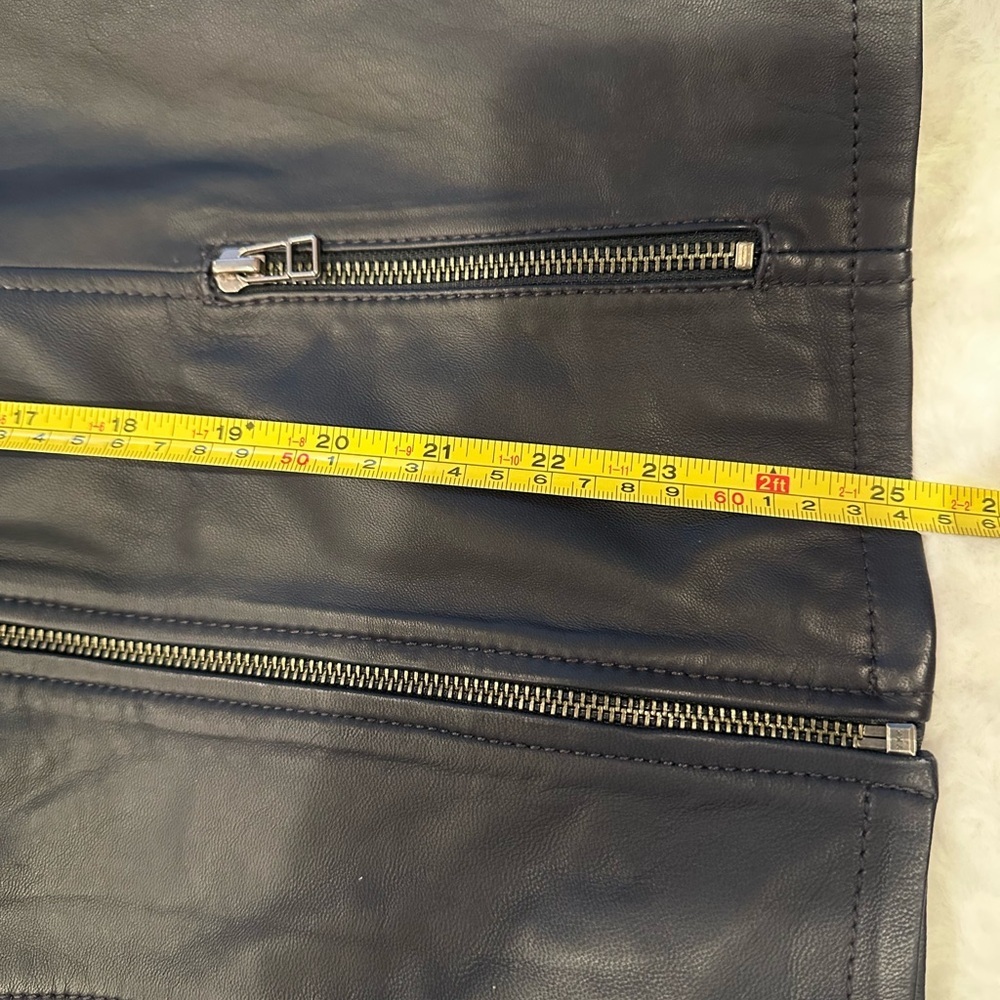 Women's navy Leather Jacket - Picture 6 of 6